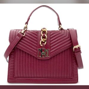 Badgley Mischka Quilted Burgundy Satchel